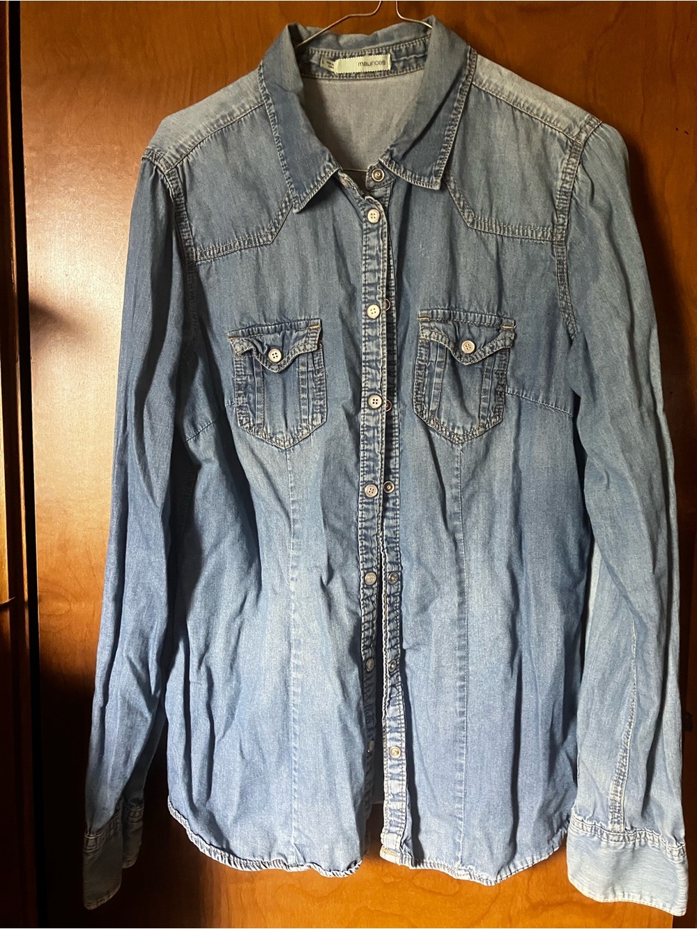 Maurices Light Blue Denim Button-Up Shirt - Men's